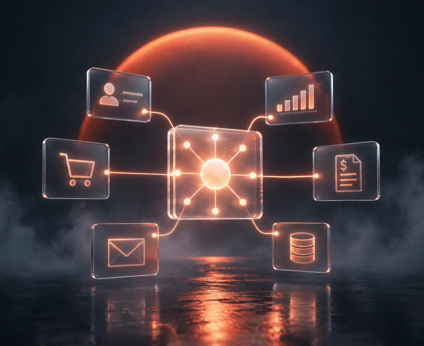 Central hub wiring CRM, billing, e-commerce and database systems together