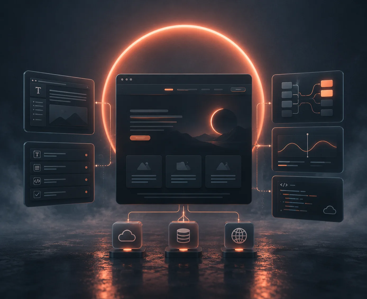 Headless CMS editor panels feeding a Next.js site